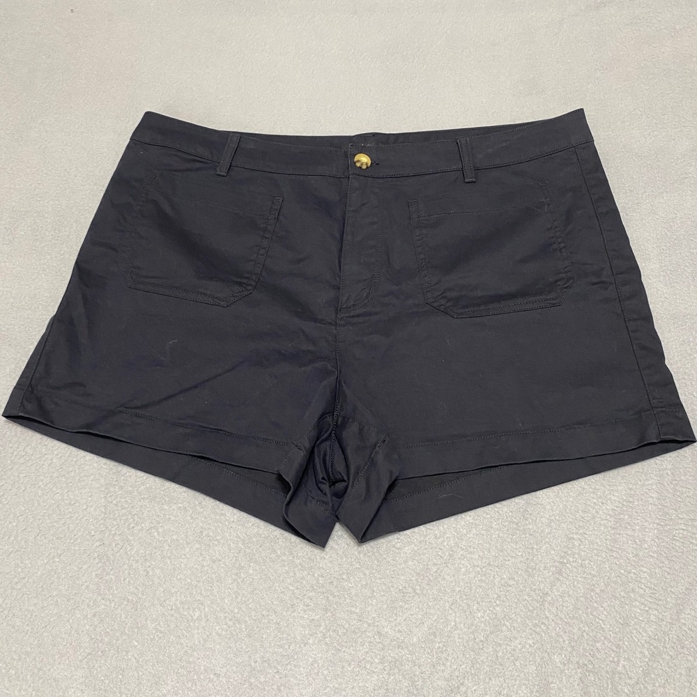 Quince Organic Stretch Cotton Chino Patch Pocket Shorts Black Size 16 CFL01